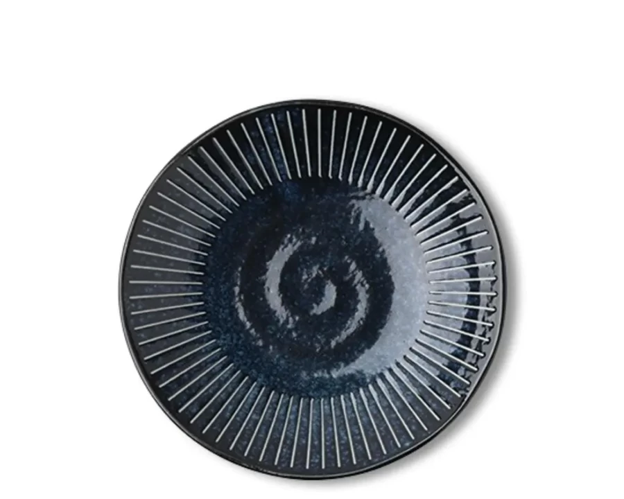 Miya Company Blue Namako Tokusa Ceramic Plate 6.25 Inch Japanese Style Dish