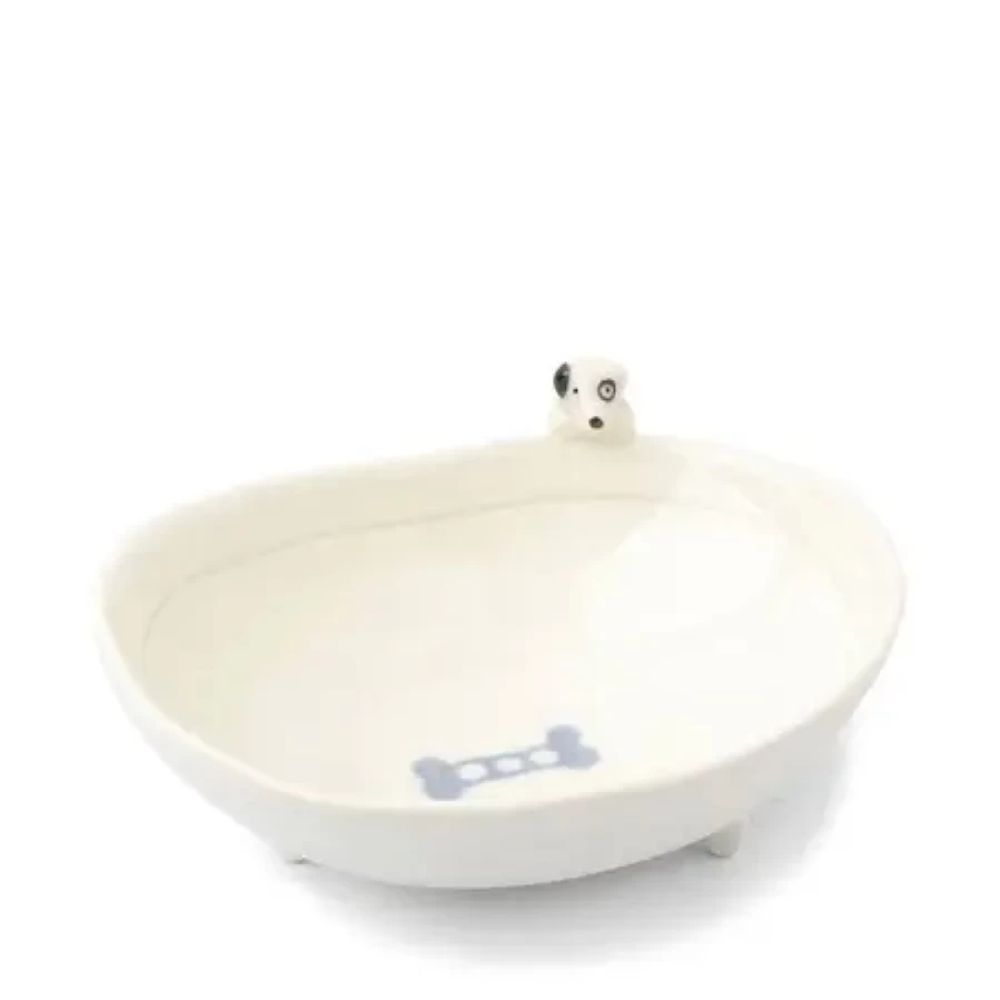 "Miya Company Footed Dog Bowl With Bone Design – Durable Pet Feeding Dish"