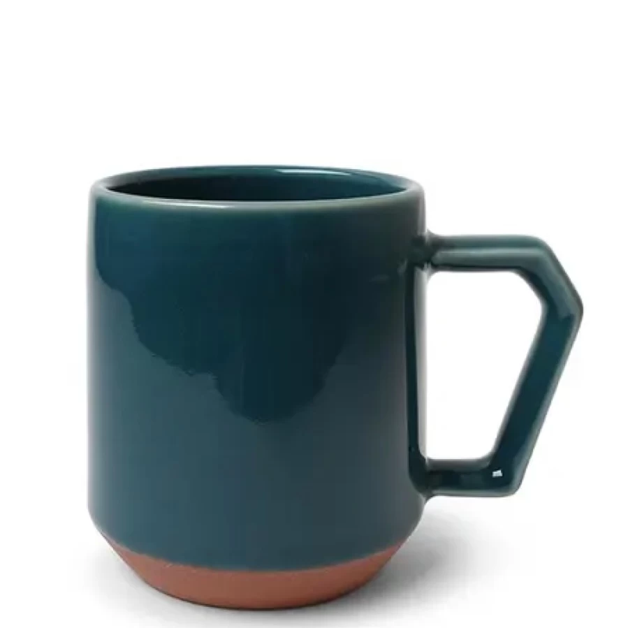 12 Oz Emerald Green Ceramic Mug - Chips Design by Miya Company - Durable Coffee Cup for Home & Office