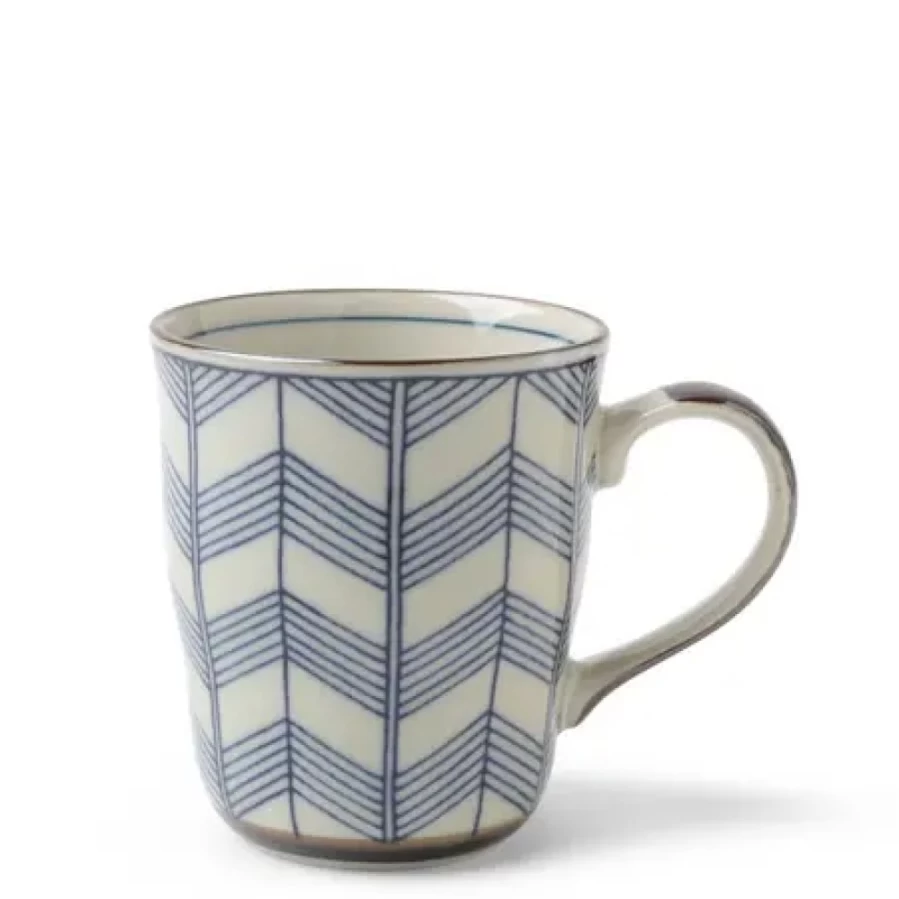 Miya Company Celadon Green Chevron Pattern 8 Oz Ceramic Coffee Mug