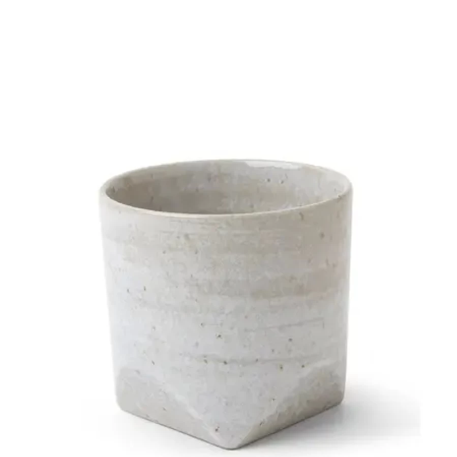 "Miya Company Faceted Grey Teacup – Elegant Ceramic Tea Cup for Modern Tea Lovers"