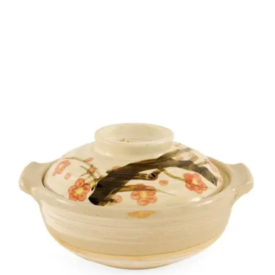 Miya Sakura Donabe Clay Pot - 32 Oz Japanese Casserole for Stovetop & Oven Use