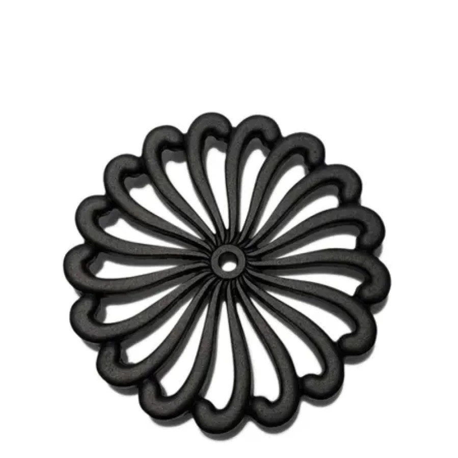 Miya Company Cast Iron Trivet - 8.25 Inch Black Heat Resistant Holder for Pots and Pans - Mum Design Kitchen Decor