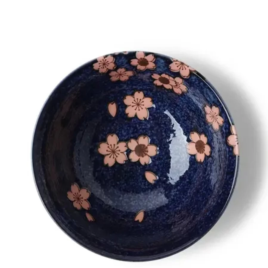 Miya Company 6 Inch Pink Sakura Bowl - Japanese Ceramic Namako Design for Dining & Decor