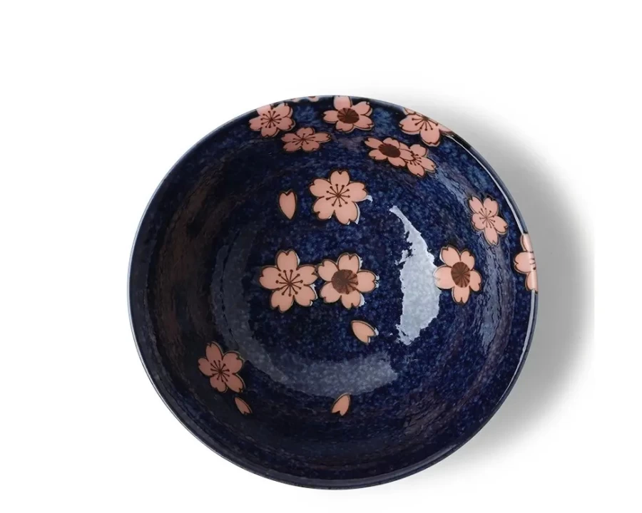 Miya Company 6 Inch Pink Sakura Bowl - Japanese Ceramic Namako Design for Dining & Decor