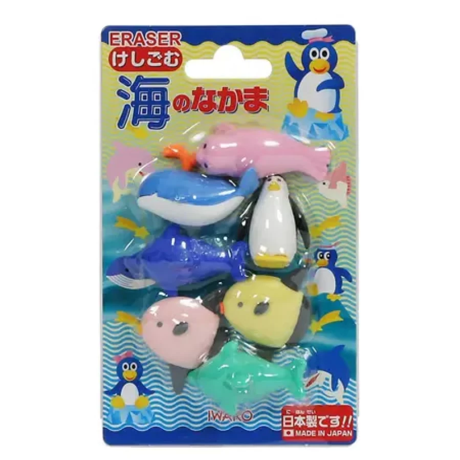 Miya Company Iwako Style Marine Animal Erasers - Fun & Creative Sea Creature Eraser Pack for Kids