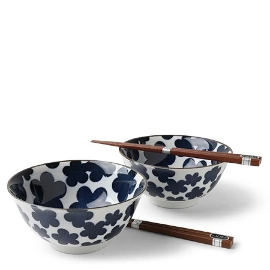 Miya Company Blue Clouds Ceramic Bowl Set - 5.75 Inch Decorative Serving Bowls, Set of 4, Handcrafted Dining & Kitchenware