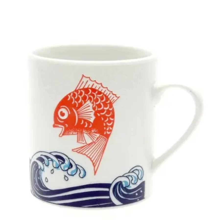 "Miya Company Red Tai Fish Design Ceramic Coffee Mug"
