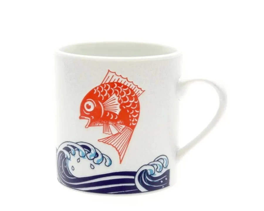 "Miya Company Red Tai Fish Design Ceramic Coffee Mug"