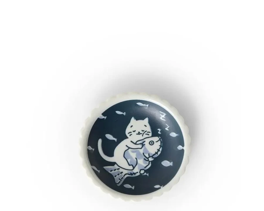 Miya Company 4.25" Cat Sauce Dish for Pet Feeding - Durable Ceramic Pet Bowl by Cat Life