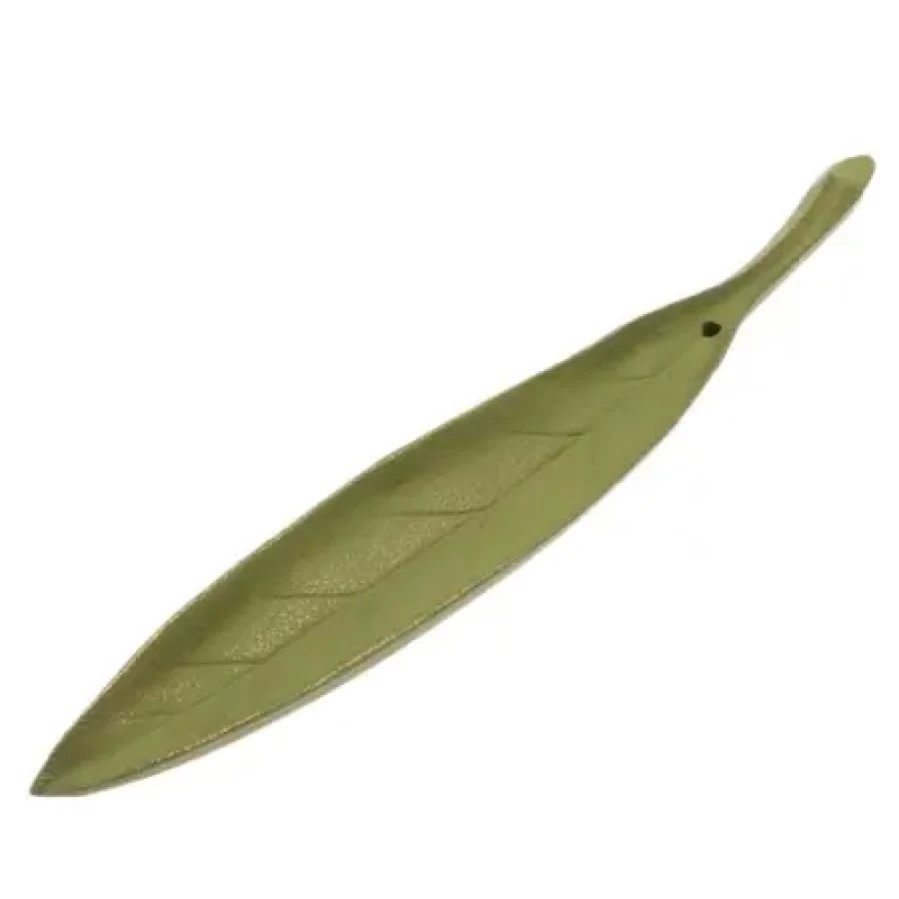 Miya Company Gold Incense Holder with Spring Grass Leaf Design - Elegant Aromatherapy Accessory