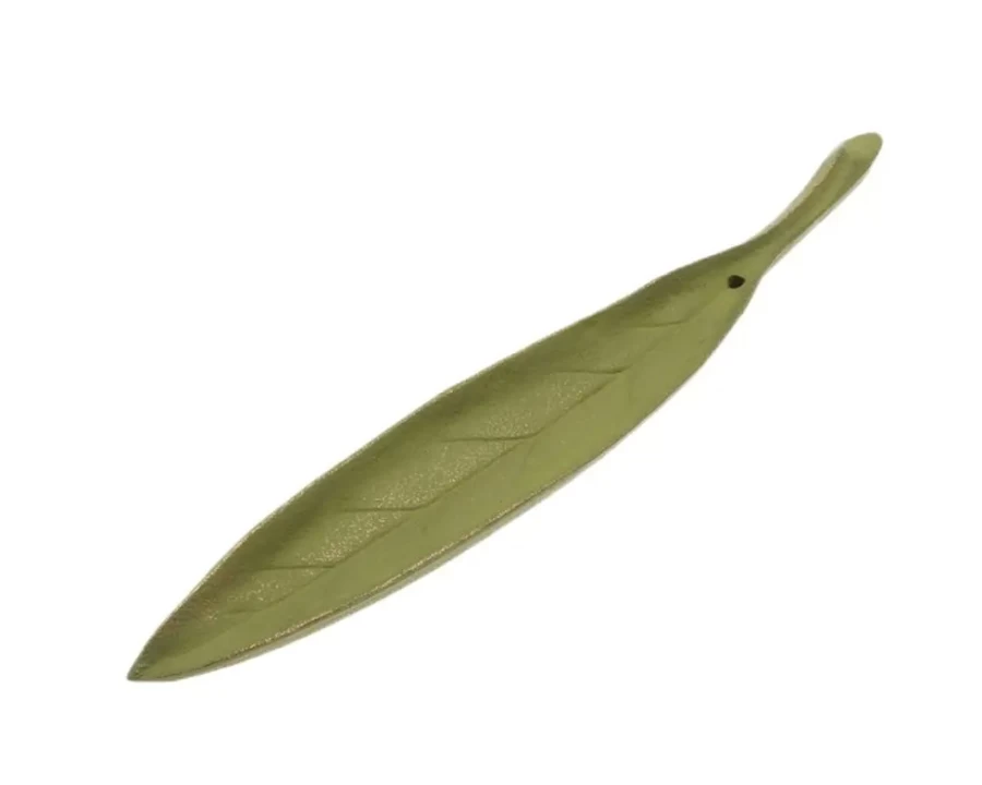 Miya Company Gold Incense Holder with Spring Grass Leaf Design - Elegant Aromatherapy Accessory