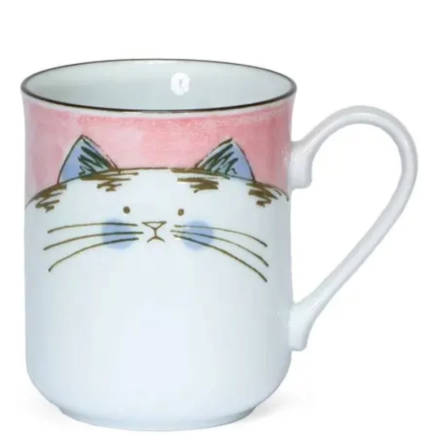 "MIYA COMPANY Pink Cat Ceramic Coffee Mug - Cute Kitty Themed Tea Cup Gift"