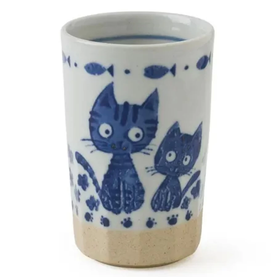 Miya Company Blue Cat Design Ceramic Coffee Mug 9 Oz - Cute Feline Themed Cup for Tea & Hot Beverages