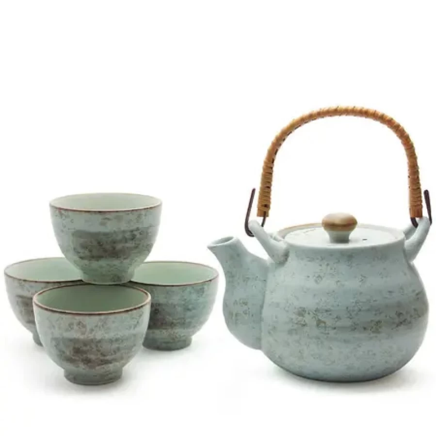 Miya Company Spring Blossoms Floral Tea Set - Elegant Ceramic Teapot with Cups for Afternoon Tea