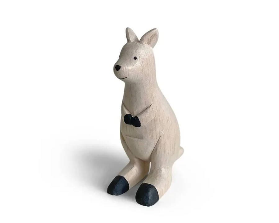 Miya Company T-Lab Wooden Kangaroo Animal Toy - Handcrafted Eco-Friendly Kids Gift