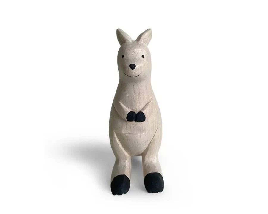 Miya Company T-Lab Wooden Kangaroo Animal Toy - Handcrafted Eco-Friendly Kids Gift