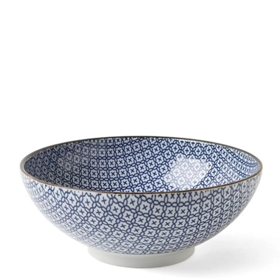 Miya Company Blue & White Mosaic Ceramic Bowl - 8.25 Inch Handcrafted Decorative Serving Dish