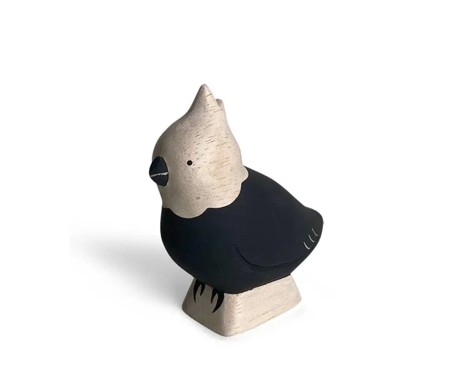 Miya Company T-Lab Wooden Cockatiel Bird - Handcrafted Animal Figurine for Home Decor