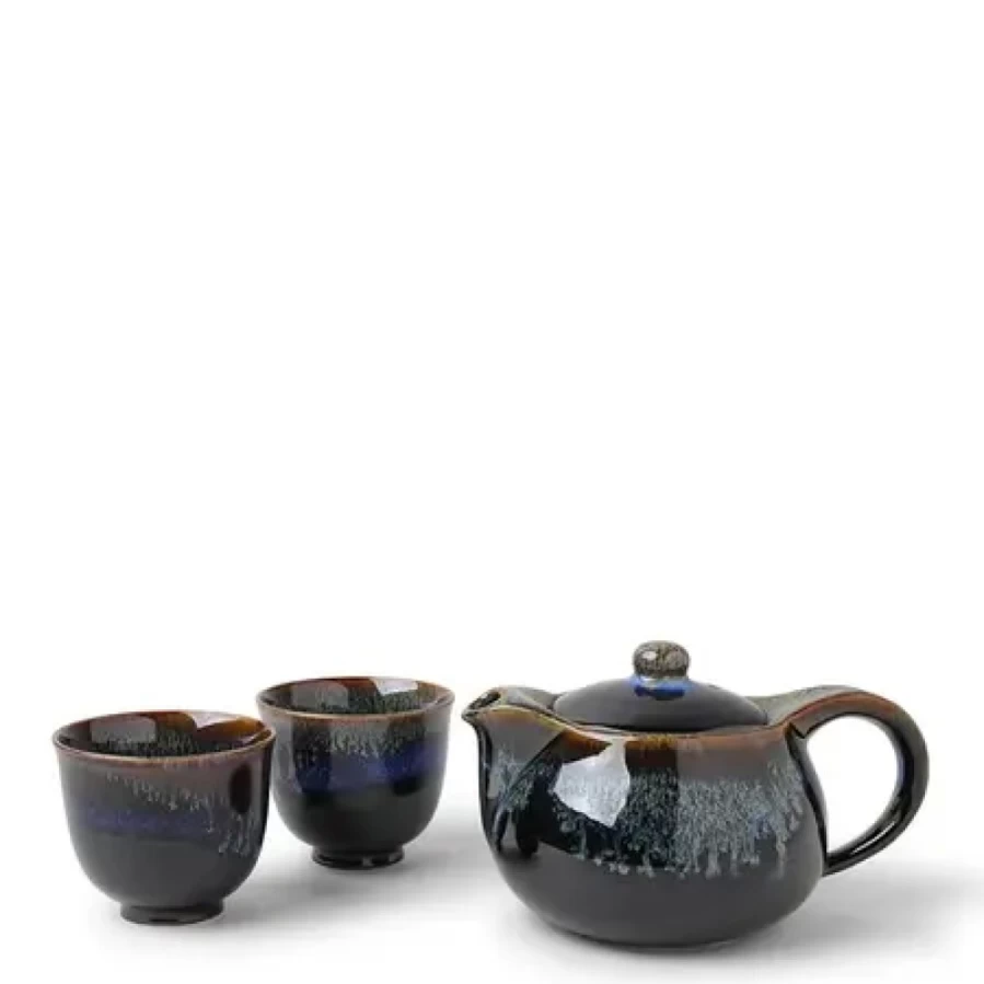 Miya Company Premium Aequorea Tea Set - Elegant Porcelain Teapot & Cups Gift Set