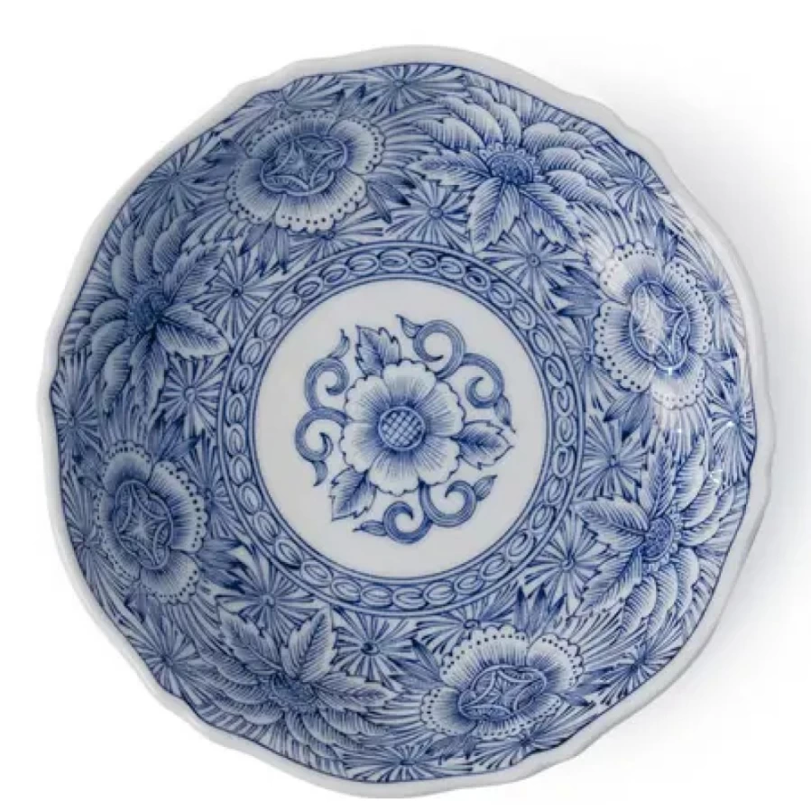 Miya Company 6.75 Inch Ceramic Dessert Plate - Senbyo Botan Floral Design Small Serving Dish for Cake, Pastry, Appetizers