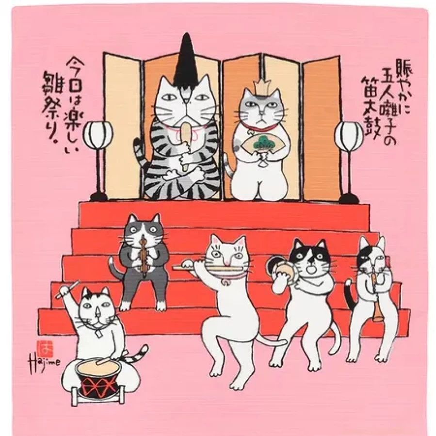 Miya Company Furoshiki Kabamaru Ohinasama Wrapping Cloth 19.75 Inch Square Japanese Traditional Gift Wrap