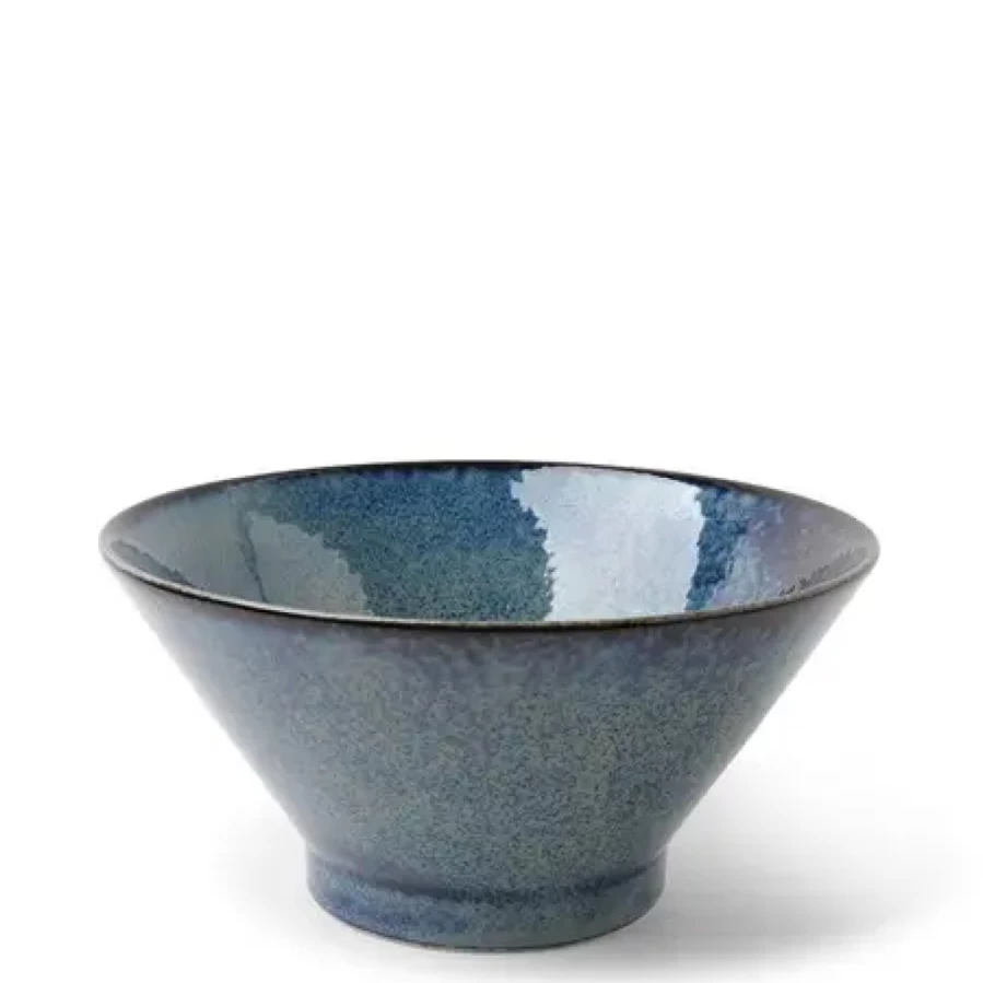 Miya Company Blue Youhen Ramen Bowl - 7.5 Inch Traditional Japanese Ceramic Dish for Noodles & Soup