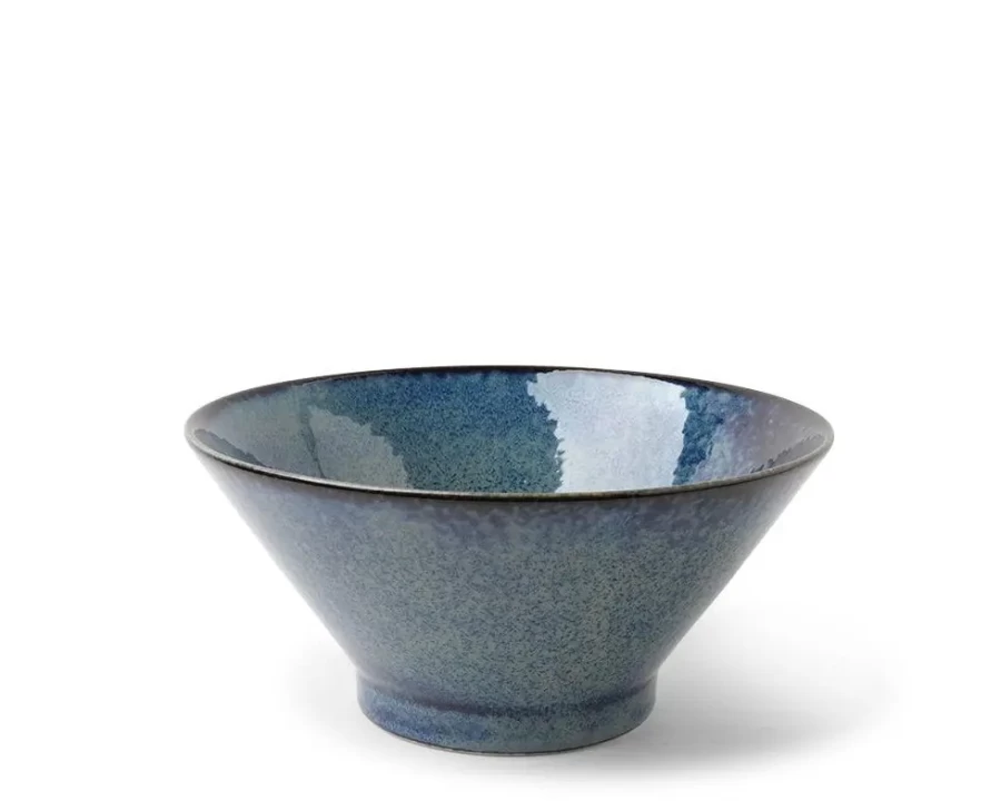 Miya Company Blue Youhen Ramen Bowl - 7.5 Inch Traditional Japanese Ceramic Dish for Noodles & Soup