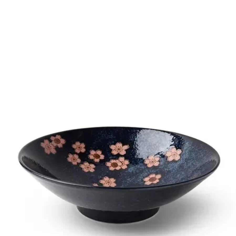 Miya Company Pink Sakura Ceramic Bowl - 9.75 Inch Japanese Cherry Blossom Design