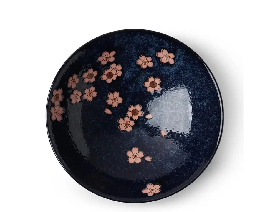 Miya Company Pink Sakura Ceramic Bowl - 9.75 Inch Japanese Cherry Blossom Design