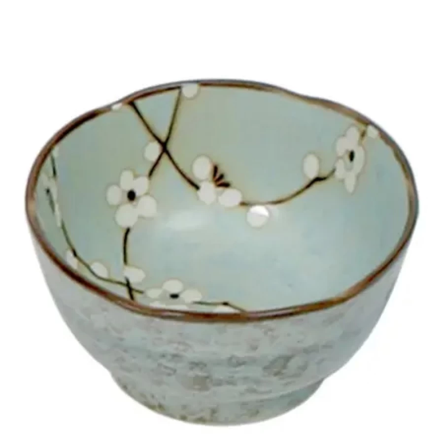 Miya Company Spring Blossoms Scalloped Ceramic Bowl 4.5 Inch Floral Design Decorative Serving Dish