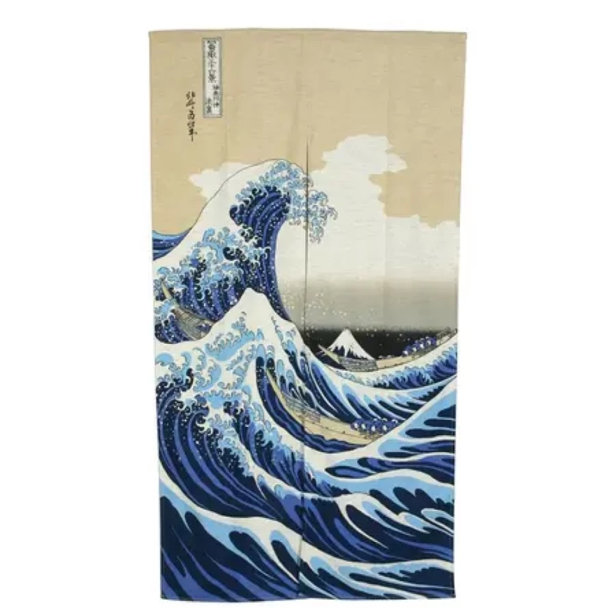 "Great Wave Noren - Japanese Traditional Door Curtain by Miya Company"
