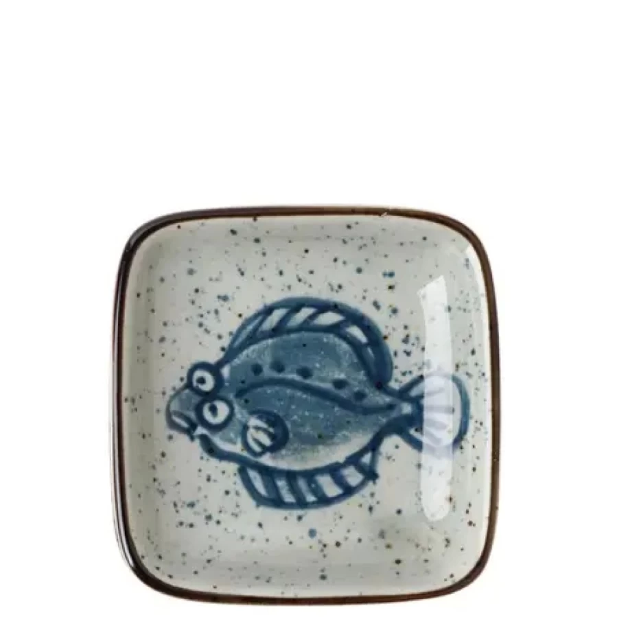 Miya Company 3.5" Flounder Sauce Dish - Small Decorative Condiment Plate for Soy Sauce, Sushi, and Dipping