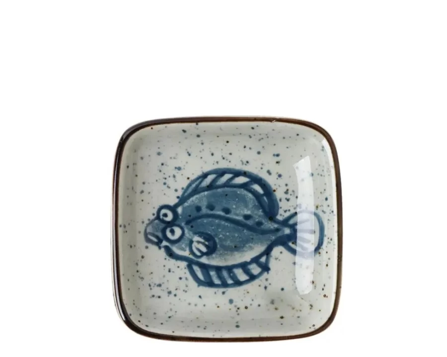 Miya Company 3.5" Flounder Sauce Dish - Small Decorative Condiment Plate for Soy Sauce, Sushi, and Dipping