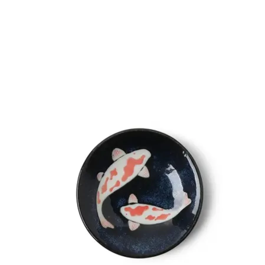 Miya Company Namako Koi Soy Sauce Dish for Sushi - Japanese Ceramic Dipping Plate