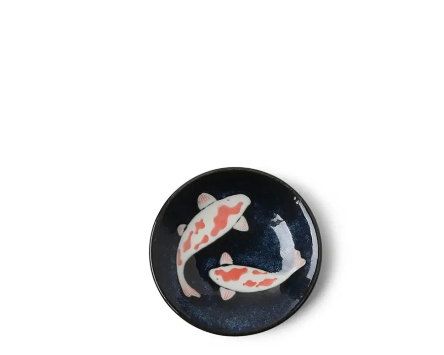 Miya Company Namako Koi Soy Sauce Dish for Sushi - Japanese Ceramic Dipping Plate