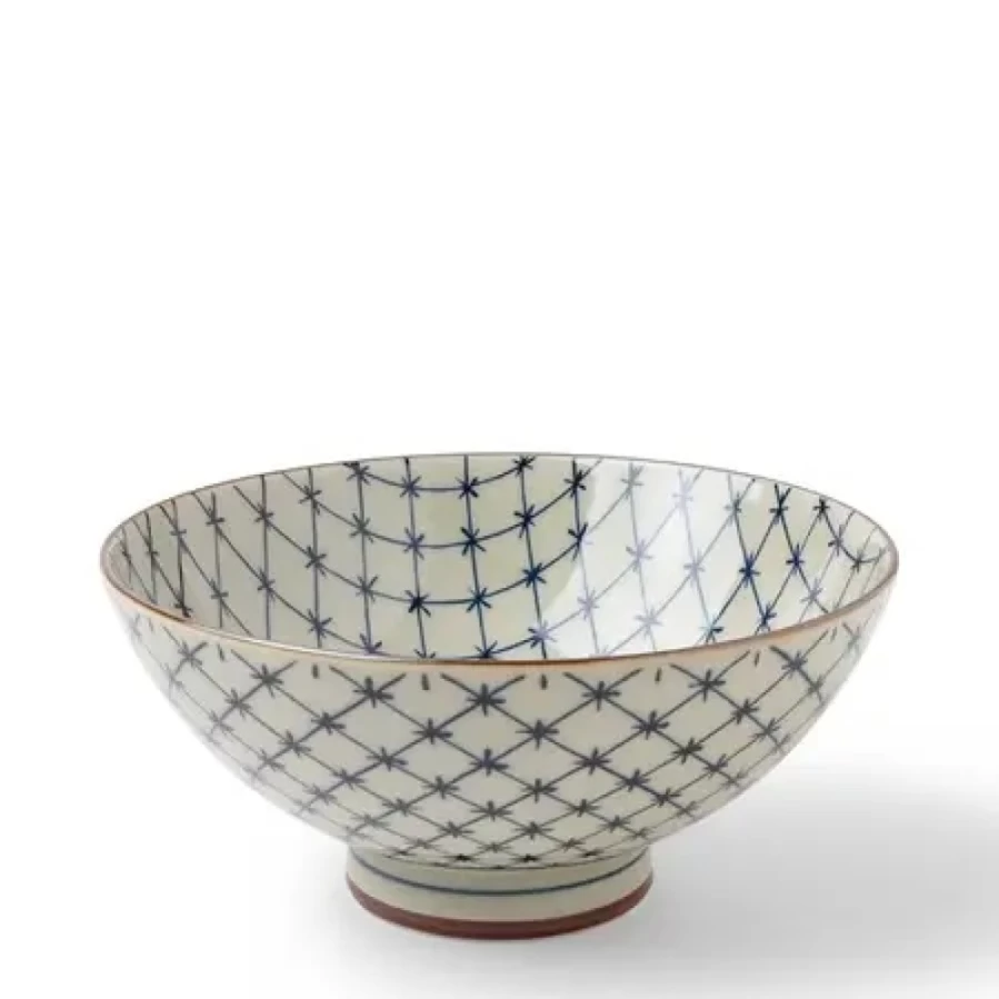 Antique Japanese Kimono Lattice Design Ceramic Bowl 5-5/8" - Miya Company Collectible Home Decor