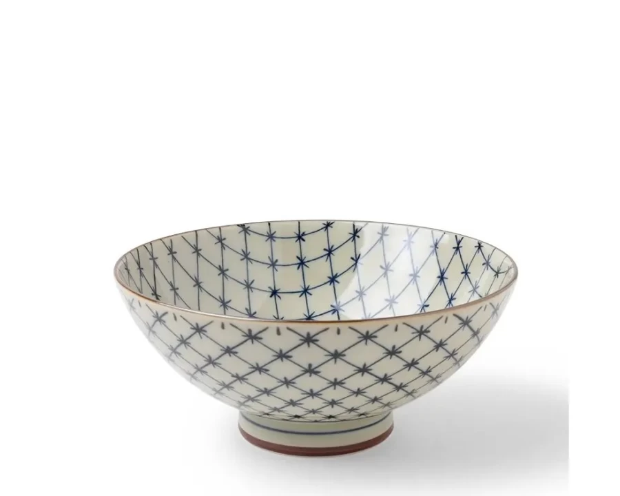 Antique Japanese Kimono Lattice Design Ceramic Bowl 5-5/8" - Miya Company Collectible Home Decor
