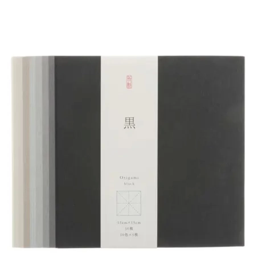 "Origami Washi Paper - 10 Shades of Black by Miya Company - Premium Japanese Craft Paper for DIY & Art Projects"