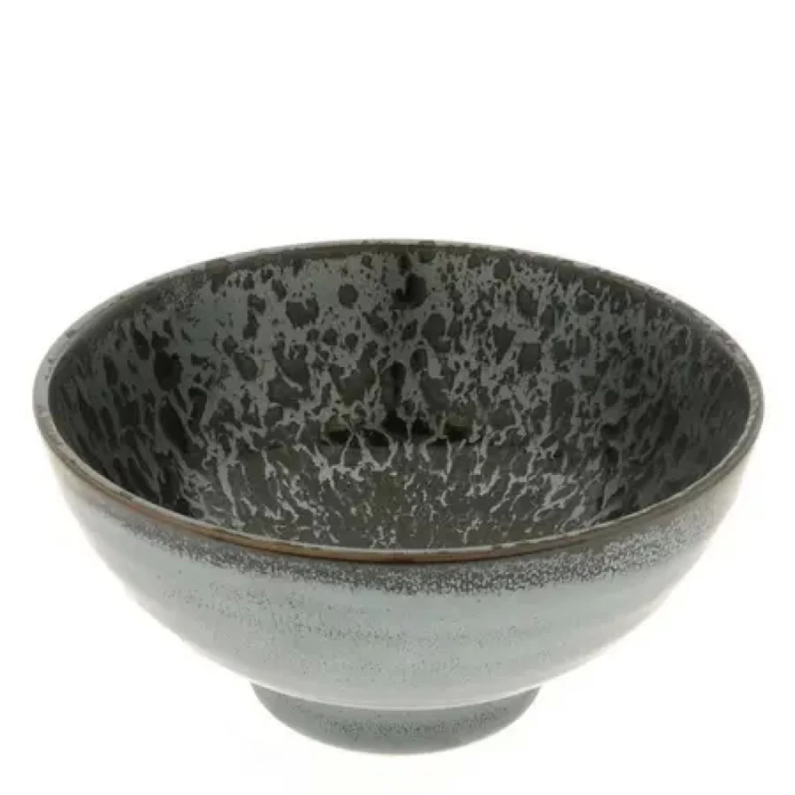 Miya Company 7-3/4" Silver Blue Granite Design Bowl – Elegant Stoneware Serving Dish