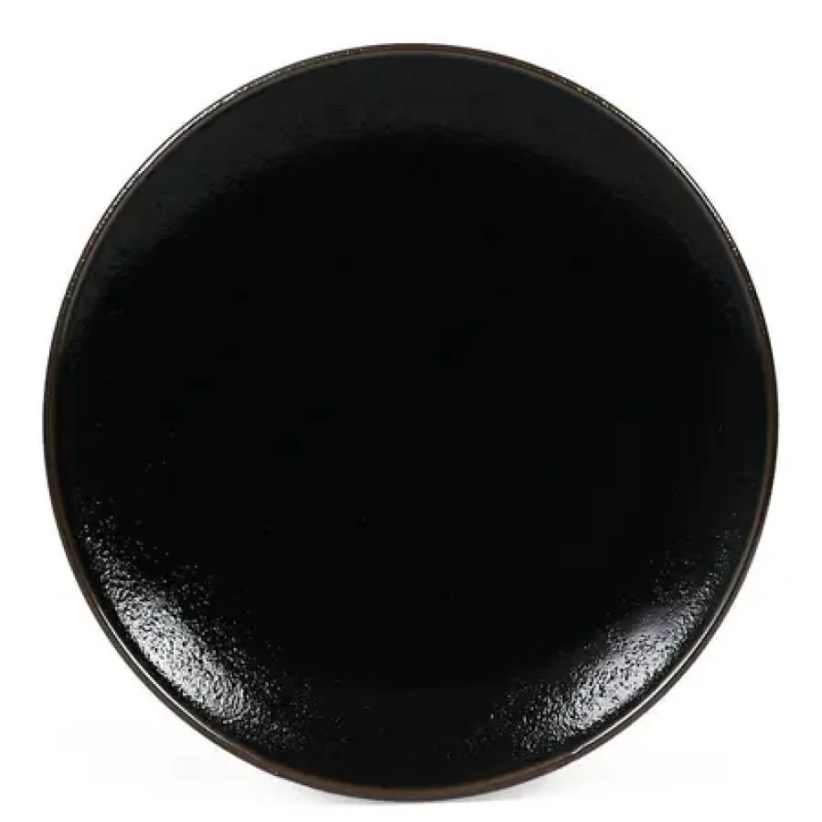 Miya Company Tenmoku Glaze 11.25 Inch Round Ceramic Plate - Handcrafted Japanese Style Dinnerware
