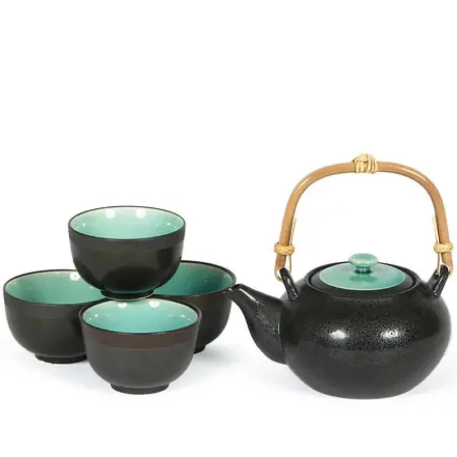 Miya Company Premium Ocean Blue Tea Set - Elegant Porcelain Teapot & Cups Gift Set