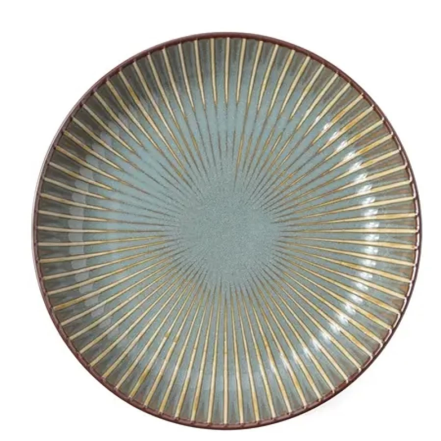Miya Company 8.75 Inch Green Ceramic Plate - Aiya Collection - Durable Dinnerware for Everyday Use