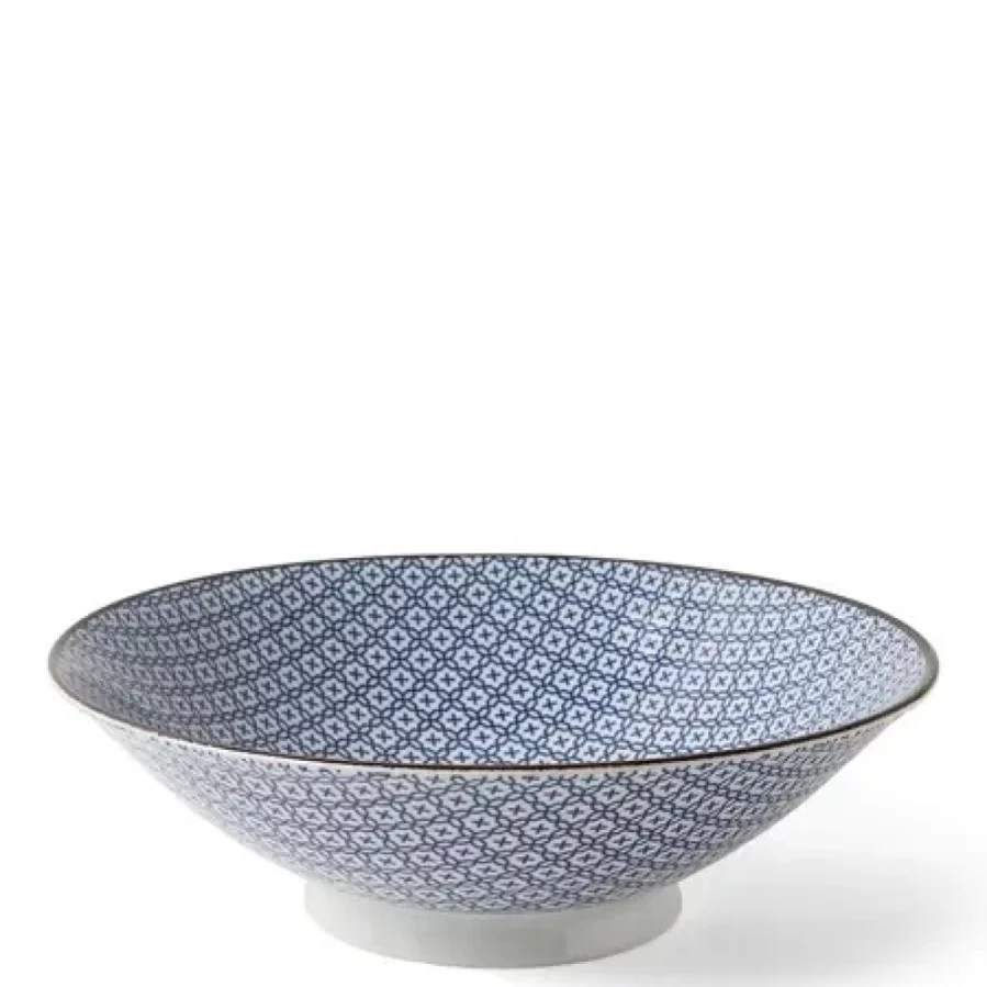 Miya Company Blue & White Mosaic Ceramic Bowl - 9.75 Inch Handcrafted Decorative Serving Dish