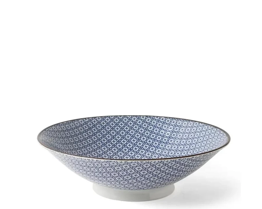 Miya Company Blue & White Mosaic Ceramic Bowl - 9.75 Inch Handcrafted Decorative Serving Dish