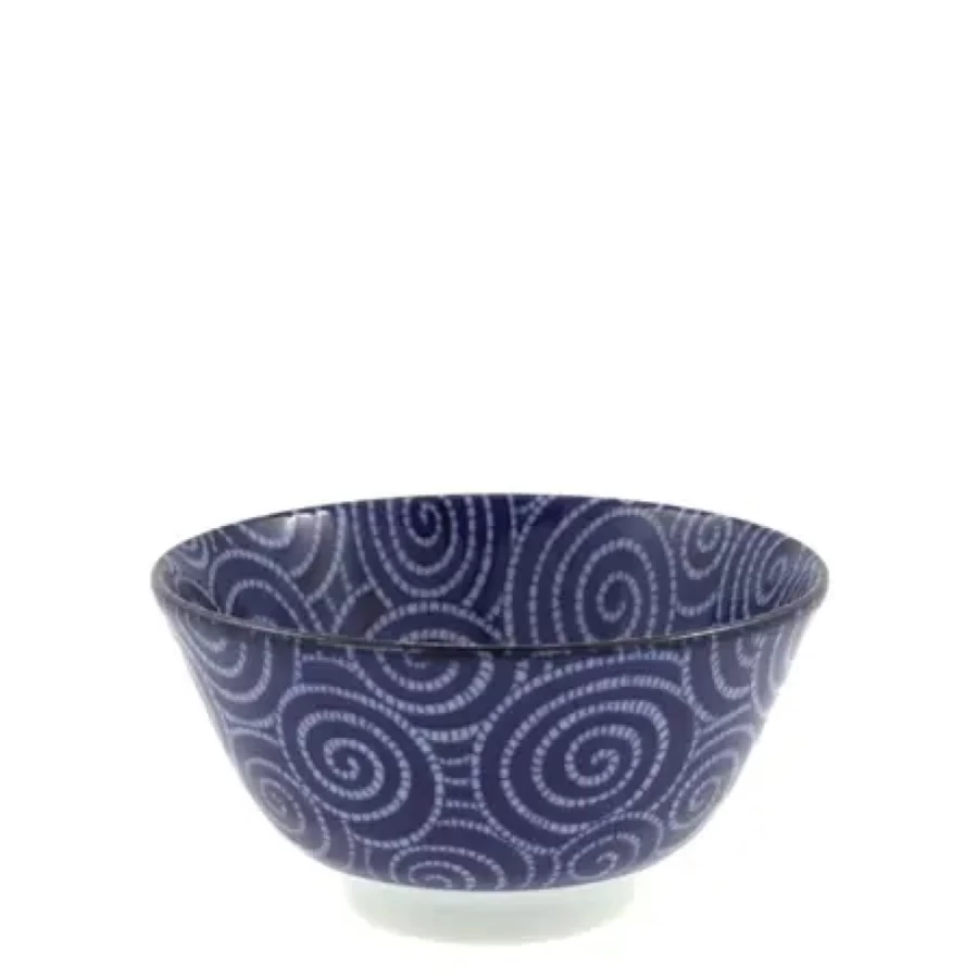 Miya Company Cobalt Blue Cloud Swirl Ceramic Bowl - 5.75 Inch Handcrafted Decorative Serving Dish