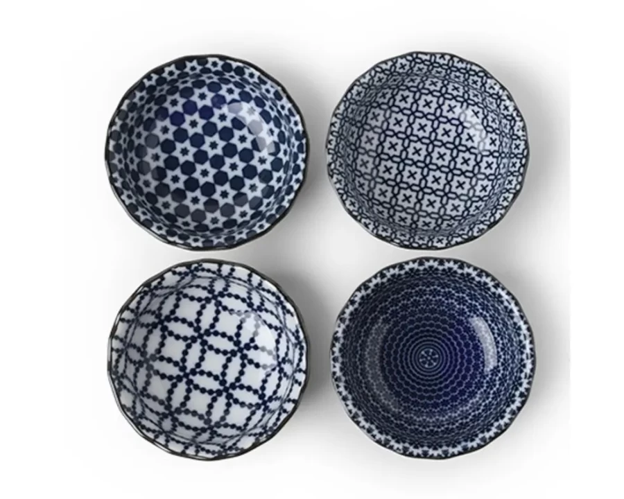 Miya Company Blue & White Ceramic Sauce Dish Set - Elegant Dining Tableware for Sauces and Dips