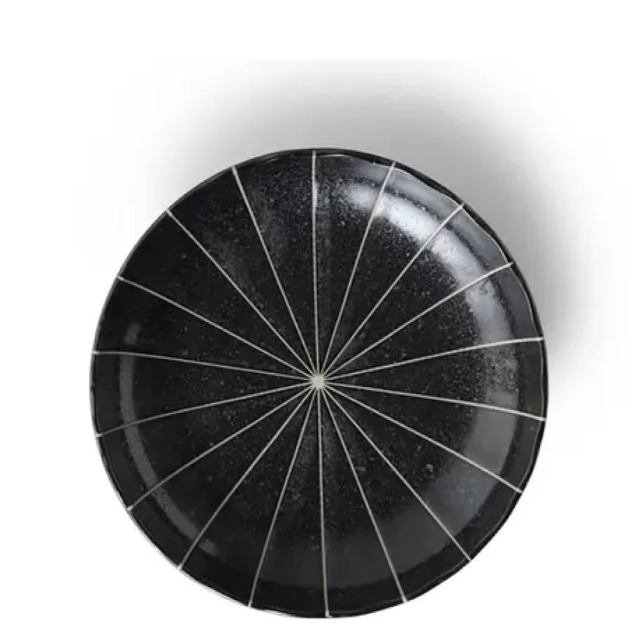 Miya Company Kasa Lines Black 6.5 Inch Ceramic Plate