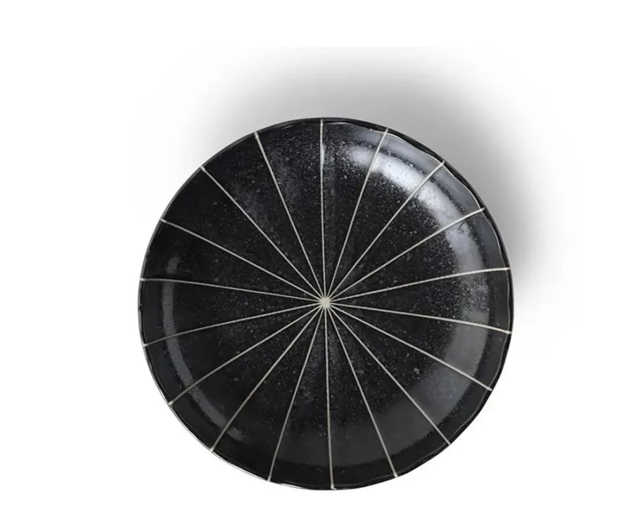 Miya Company Kasa Lines Black 6.5 Inch Ceramic Plate