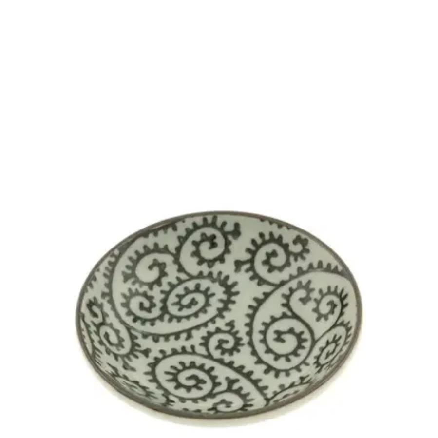 Miya Company 3-5/8" Indigo Arabesque Ceramic Sauce Dish – Decorative Small Serving Plate for Condiments & Dips